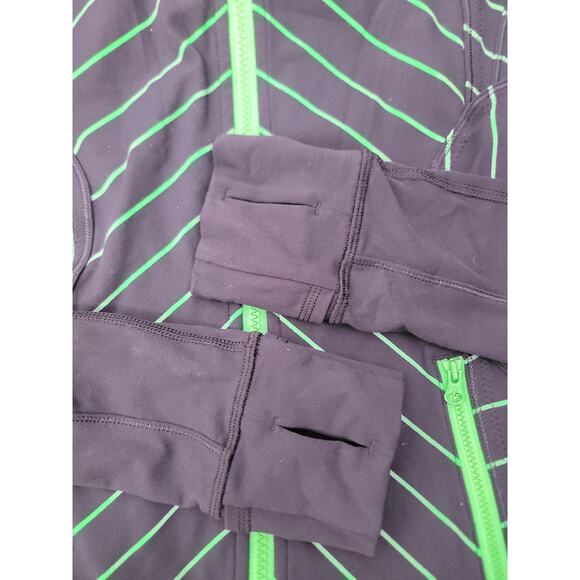 LULULEMON Jacket SZ 6* Forme Full Zip Womens Stripe Inkwell Blue Green Bean - Picture 9 of 9